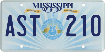 MS license plate AST210