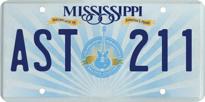 MS license plate AST211