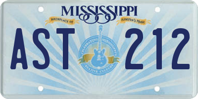 MS license plate AST212