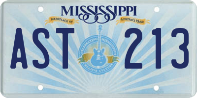 MS license plate AST213