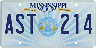 MS license plate AST214