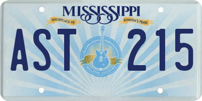 MS license plate AST215