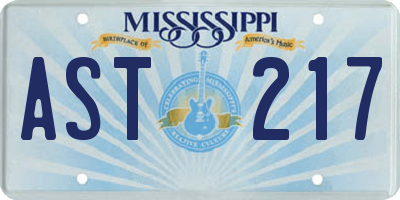 MS license plate AST217