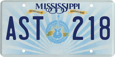 MS license plate AST218