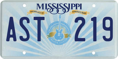 MS license plate AST219