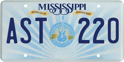 MS license plate AST220