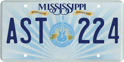 MS license plate AST224