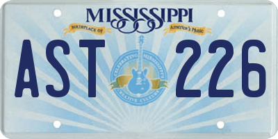 MS license plate AST226