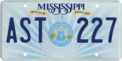 MS license plate AST227