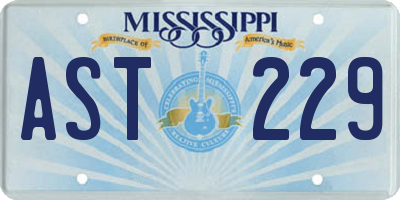 MS license plate AST229