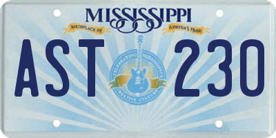 MS license plate AST230