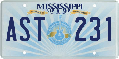 MS license plate AST231