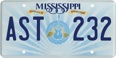 MS license plate AST232