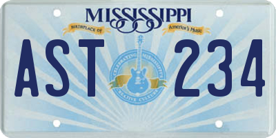 MS license plate AST234