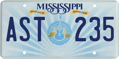 MS license plate AST235