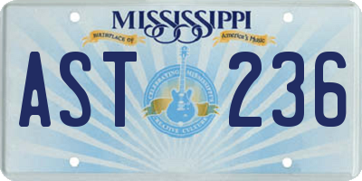 MS license plate AST236