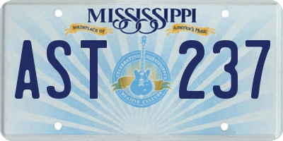 MS license plate AST237
