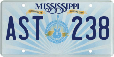 MS license plate AST238