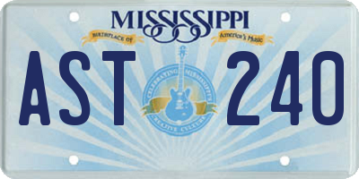 MS license plate AST240