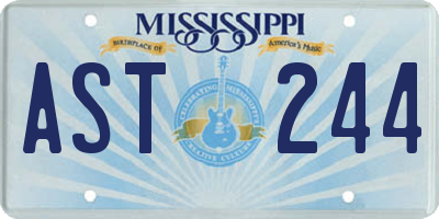 MS license plate AST244