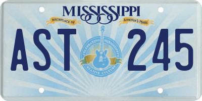 MS license plate AST245