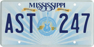 MS license plate AST247