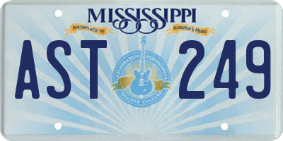MS license plate AST249