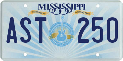 MS license plate AST250