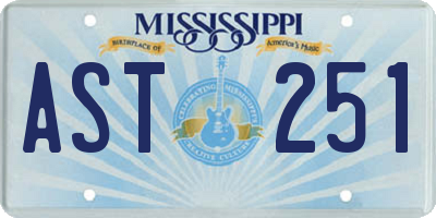 MS license plate AST251