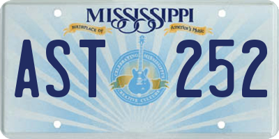 MS license plate AST252