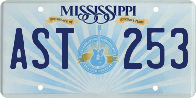 MS license plate AST253