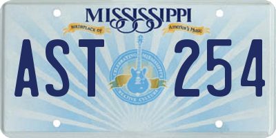 MS license plate AST254