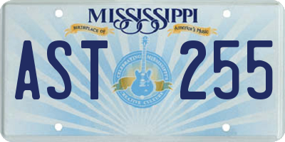 MS license plate AST255