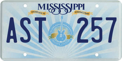 MS license plate AST257
