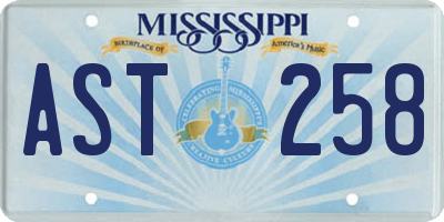 MS license plate AST258
