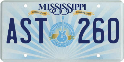 MS license plate AST260