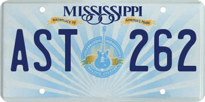 MS license plate AST262