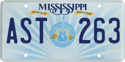 MS license plate AST263