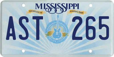 MS license plate AST265