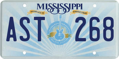 MS license plate AST268