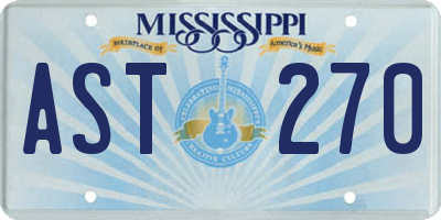 MS license plate AST270