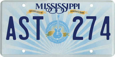 MS license plate AST274