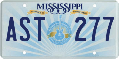 MS license plate AST277