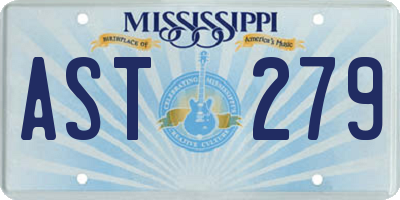MS license plate AST279