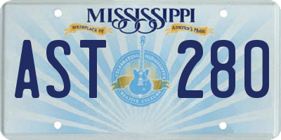 MS license plate AST280