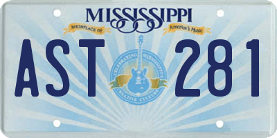 MS license plate AST281