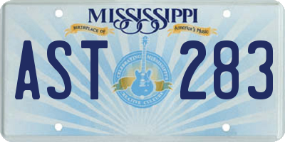 MS license plate AST283