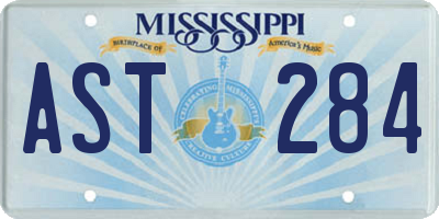 MS license plate AST284
