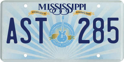 MS license plate AST285