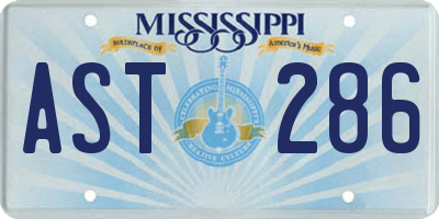 MS license plate AST286